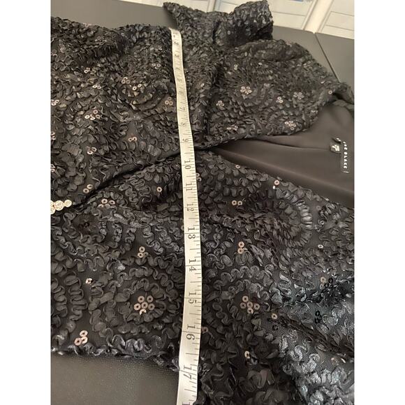 Vintage Helene Blake Sequin Wrap Evening Blouse Women 6 Lace Sleeve V Neck Black - Picture 9 of 15